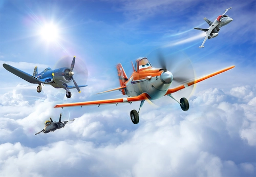 детские, небо, полет, самолеты, самолет, синий, голубой, облака, оранжевый